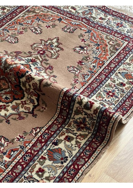 90X143 cm Antika Türk Çiçekli Halı, Kahverengi Yün Halı, 40 Yıllık El Dokuma Kilim, Boho Stili Harika Halı fırsatları