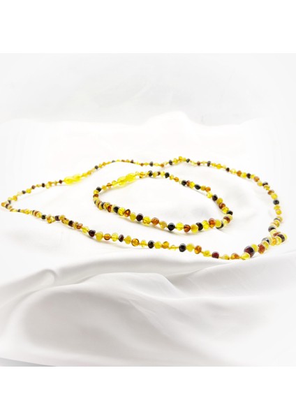 Multirenk Yetişkin & Bebek Kehribar Kolye Set