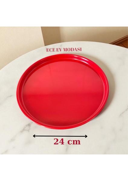 6'lı Metal Yuvarlak Çay, Kahve, Pasta Servis Tepsisi Dekoratif Sunum Tepsisi 24 cm modelleri