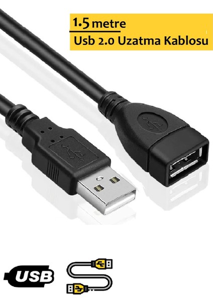 Filtreli / Uzatma Kablosu / USB 2.0 / 1.5 Metre