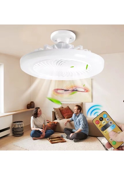 Kumandalı 3 Renk Işıklı Dimmer Aydınlatma Yüksek Hızda Pervane Tavan Vantilatörü E27 Duy Tak Kullan