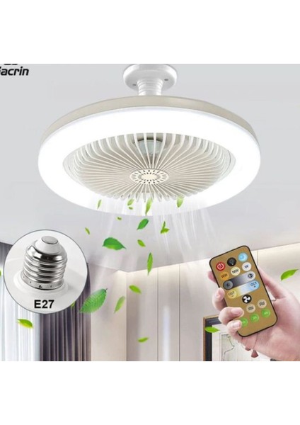Kumandalı 3 Renk Işıklı Dimmer Aydınlatma Yüksek Hızda Pervane Tavan Vantilatörü E27 Duy Tak Kullan