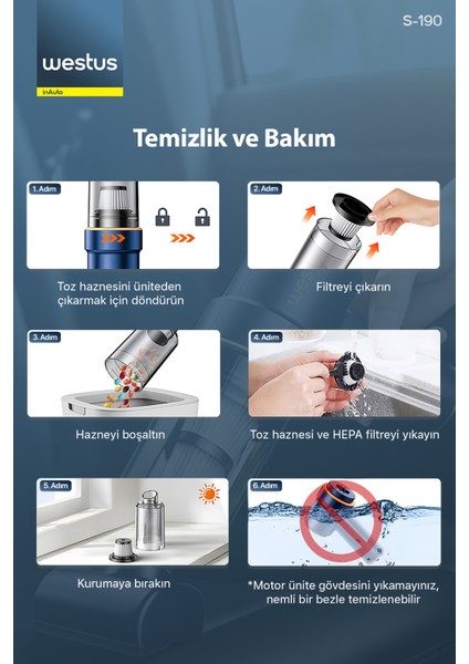 14000PA Güçlü Portatif Vakumlu Taşınabilir Kablosuz Üflemeli Mini Oto Araç Araba El Süpürgesi - S-90 fırsatları
