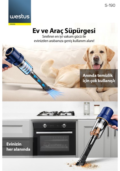 14000PA Güçlü Portatif Vakumlu Taşınabilir Kablosuz Üflemeli Mini Oto Araç Araba El Süpürgesi - S-90 indirimleri
