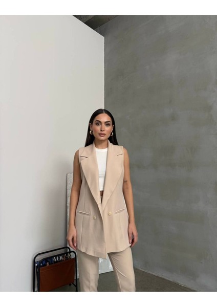 Astarlı Uzun Yelek V Yaka Doğal Düğmeli – Genç Stil