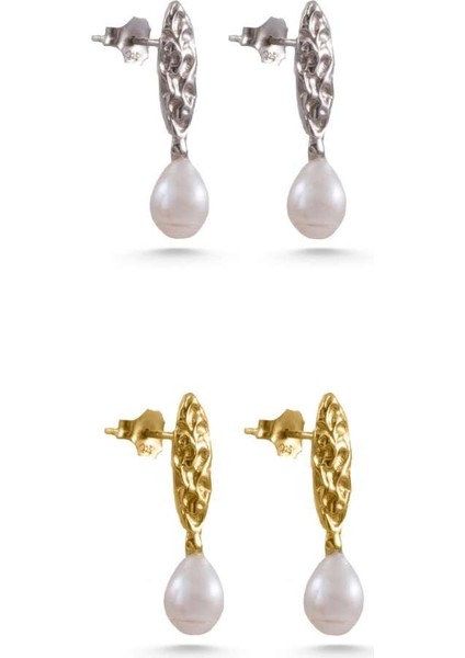 Diana 925 Ayar Gümüş İnci Küpe - Gold