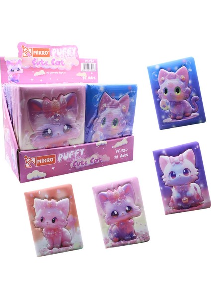 Mıkro Not Defterı Puffy Cute Cute Cat PF-120 Tekli (1 Adet)