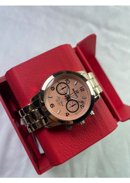 Rose Gold Kadranlı Kasa Kordon Eskitme Sarı Unisex Kol Saati modelleri
