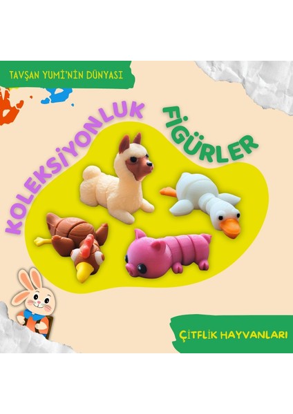Çiftlik Hayvanları Koleksiyonu - 4 Parça Hareketli Oyuncaklar