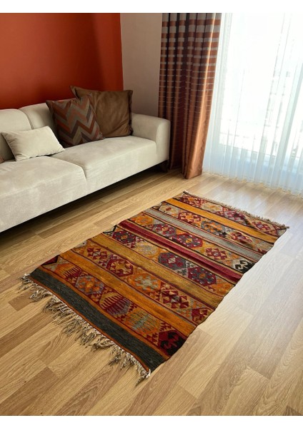 100X162CM El Dokuma Turuncu Kilim, Akrep Motifli, Bohem Stili Renkli Zemin Halısı, Dekoratif Vintage Kilim fiyatları
