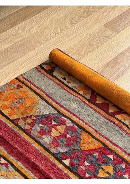 100X162CM El Dokuma Turuncu Kilim, Akrep Motifli, Bohem Stili Renkli Zemin Halısı, Dekoratif Vintage Kilim indirimleri