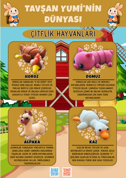 Çiftlik Hayvanları Koleksiyonu - 4 Parça Hareketli Oyuncaklar