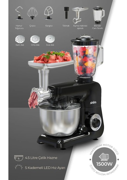 SMX-2775 Çok Amaçlı Mutfak Şefi ( Hamur - Kıyma - Blender Makinesi )