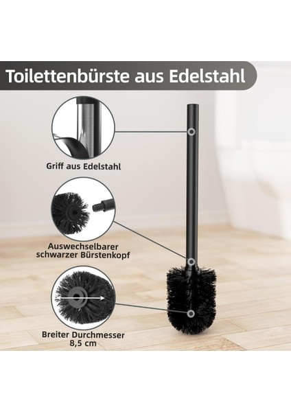 Şık ve Dayanıklı Siyah Metal Tuvalet Fırçası – Hijyenik Wc Temizlik Fırçası (34X7 cm | 1 Adet) fiyatları