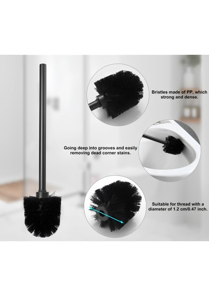 Şık ve Dayanıklı Siyah Metal Tuvalet Fırçası – Hijyenik Wc Temizlik Fırçası (34X7 cm | 1 Adet)