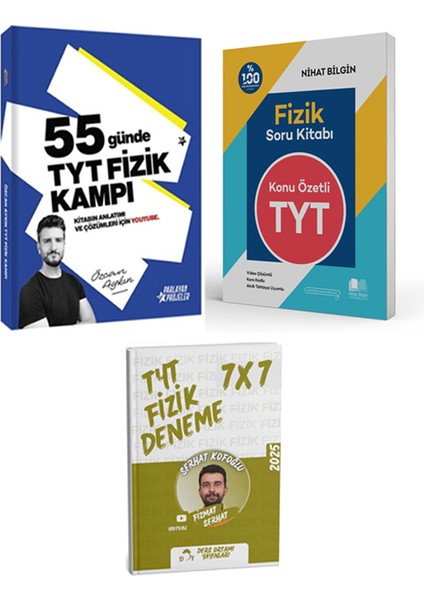 Parlayan Proje + Nihat Bilgin Tyt Fizik 55 Günde Fizik Kampı + Soru + Ders Ortamı Deneme 3 Lü Set fiyatları
