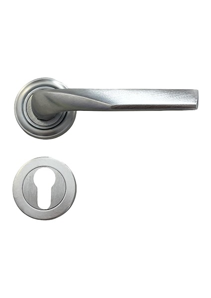 Söğüt Saten Krom Rozetli Pirinç Yale Çelik Kapı Kolu, Lüks, Paslanmaz, Şık ve Uzun Ömürlü 1 Takım