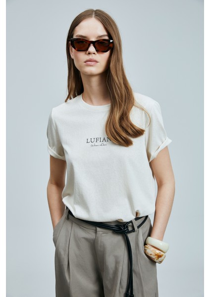 Amy Kadın Pamuklu T- Shırt Lacivert