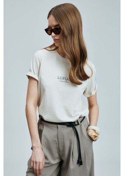 Amy Kadın Pamuklu T- Shırt Lacivert indirimleri