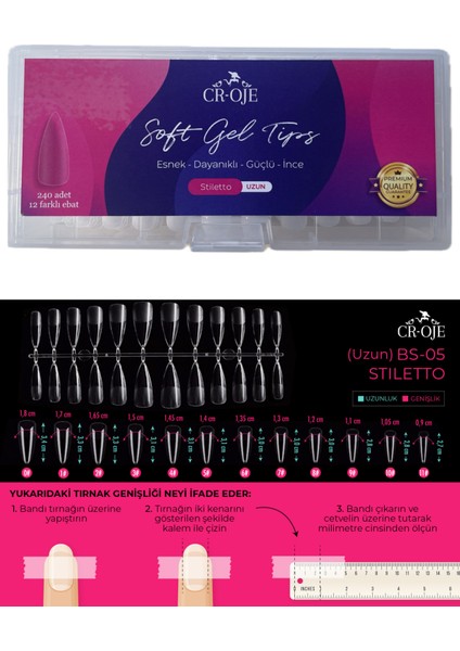 Soft Gel Tips - Stiletto Uzun