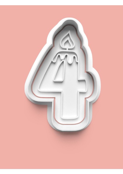 Mum Figürlü Dört Rakamı Kurabiye Kalıbı ve Şeker Hamuru Kalıbı - 4 Numara