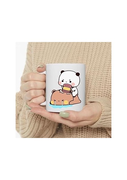 Print Dore Sevimli Bubu ve Dudu Kahve Kupa, Ayı Seramik Kupa, Panda Ayı Kupası,ıngilizce Kupa 14