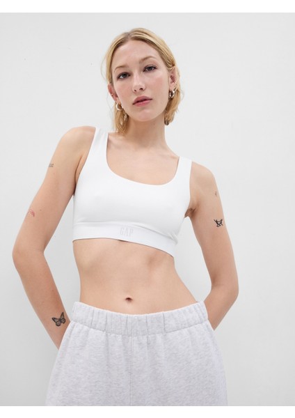 Kadın Beyaz Organik Pamuk Stretch Gap Logo Bralet fiyatları