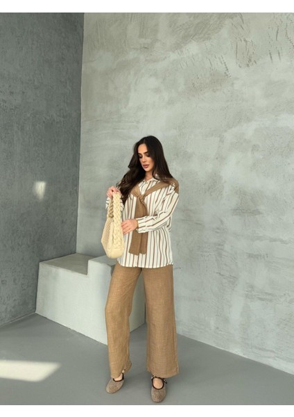 Kadın Sofya Keten 2 Li Alt Üst Takım