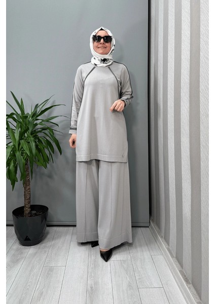 Tiktak Detaylı Triko Tunik Gri T25Y-6030