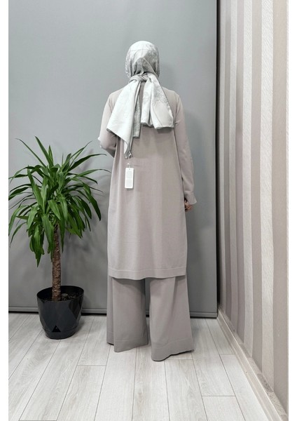 Fermuar Detaylı Triko Tunik Gri T25Y-6017 modelleri