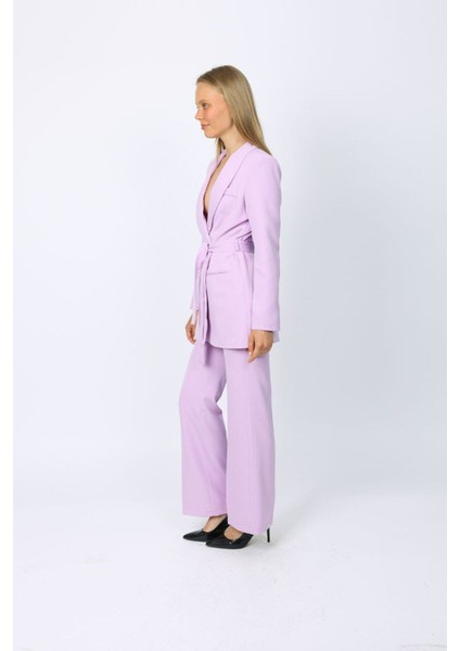 Kuşaklı Yaka Detaylı Ceket & Palazzo Pantolon Takım - Yüksek Bel fiyatları