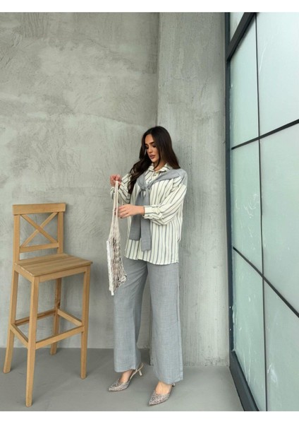 Kadın Sofya Keten 2 Li Alt Üst Takım