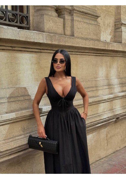 Kadın Korse Detaylı Kurdeleli Poplin Elbise - %100 Pamuk & V Yaka fiyatları