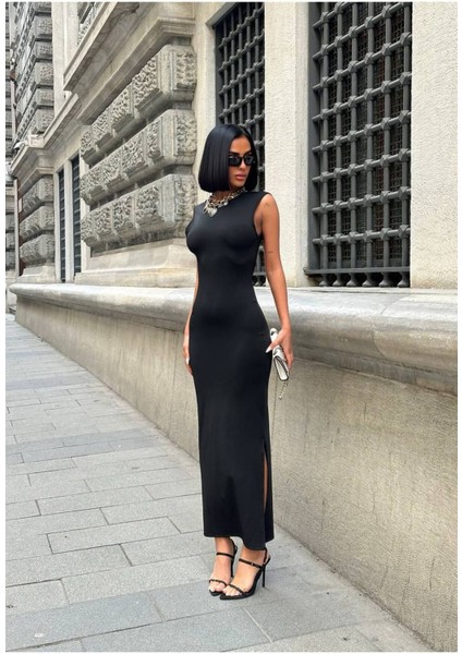 Kadın Sandy Vücudu Saran Elbise - Yırtmaç Detaylı & Slim Fit