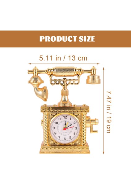 Vintage Telefon Masa Saati Nostaljik Dekoratif Çalar Masa Saat Pilli Gold ve Gümüş Renkleriyle fırsatları
