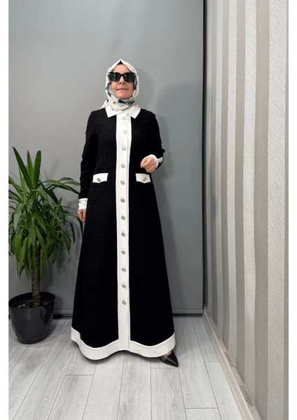 Tüvit Kumaş Uzun Şık Kap Siyah T25Y-4057