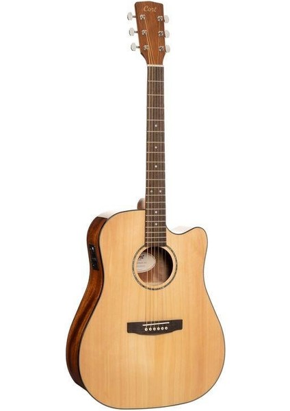 Elektro Akustik Gitar, Cutaway, Naturel, Masif