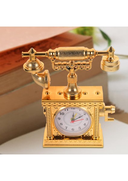 Vintage Telefon Masa Saati Nostaljik Dekoratif Çalar Masa Saat Pilli Gold ve Gümüş Renkleriyle indirimleri