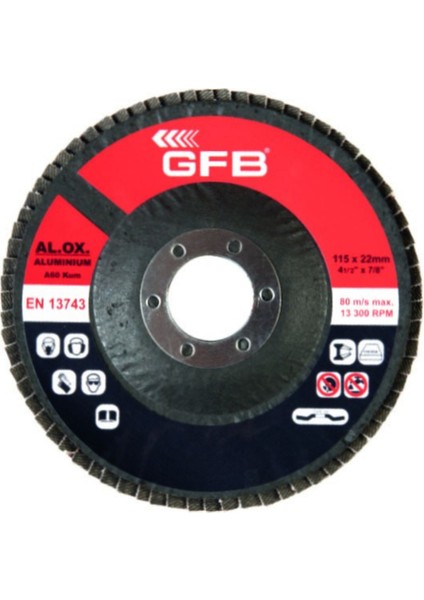 Alüminyum Flap Disk Zımpara 115X120 Kum-Kırmızı (10 Adet)