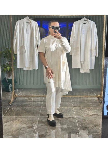 Ekru Modal Hırka Trıko Konbınlı Üçlu Takım fiyatları