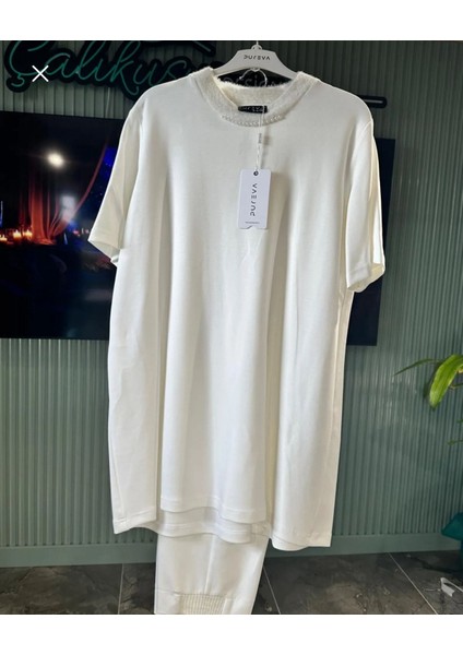 Ekru Modal Hırka Trıko Konbınlı Üçlu Takım modelleri