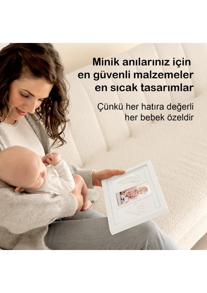 Bebek El Ayak Izi Seti – Kişiselleştirilebilir Kil Anı Çerçevesi | Yenidoğan Bebek Hediye ve Hatıra