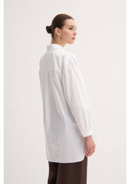 Beyaz %100 Pamuk Yazlık Midi Gömlek fiyatları