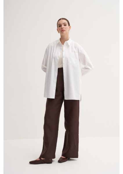 Beyaz %100 Pamuk Yazlık Midi Gömlek indirimleri