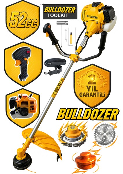 Benzinli Motorlu Tırpan Çim Biçme Makinesi PRO5200