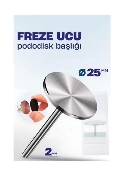 25 mm Pododisk Başlığı - Pododisk Freze Ucu Profesyonel Paslanmaz Çelik