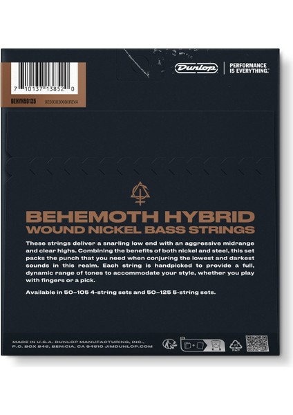 Jim Dunlop Behemoth Hybrid Wound Nikel 5 Telli Bas Teli (50-125) fiyatları