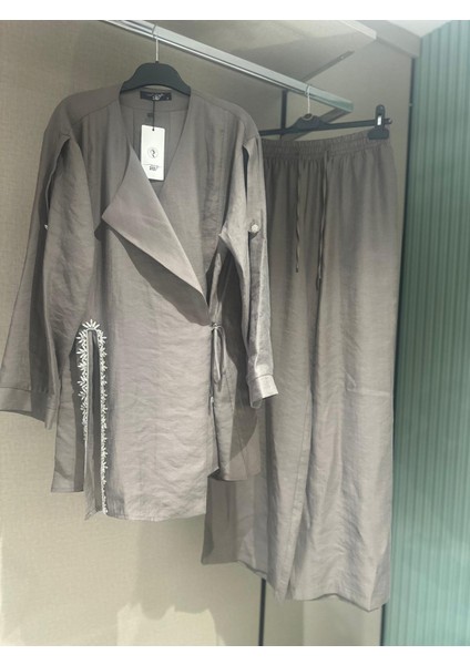 Taşlı Keten Gömlek Takım modelleri