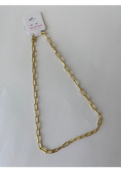 Xuping Orta Boy Ataç Zincir Gold Kolye 48 cm indirimleri