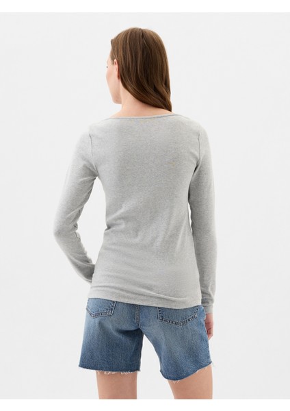 Kadın Gri Kayık Yaka Modal T-Shirt fırsatları